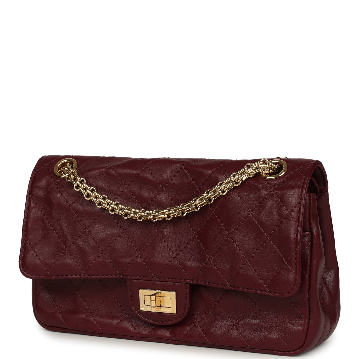 Chanel Small Flap Bag Burgundy Lambskin — view 3