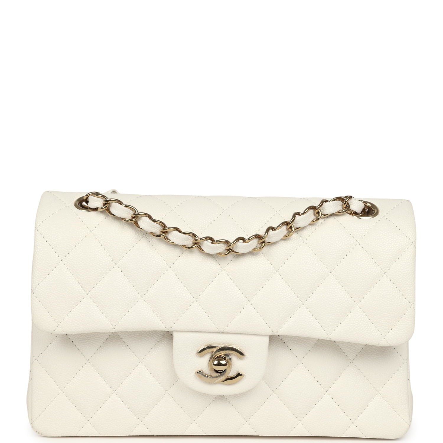 Pre-Owned Chanel Small Classic Double Flap White