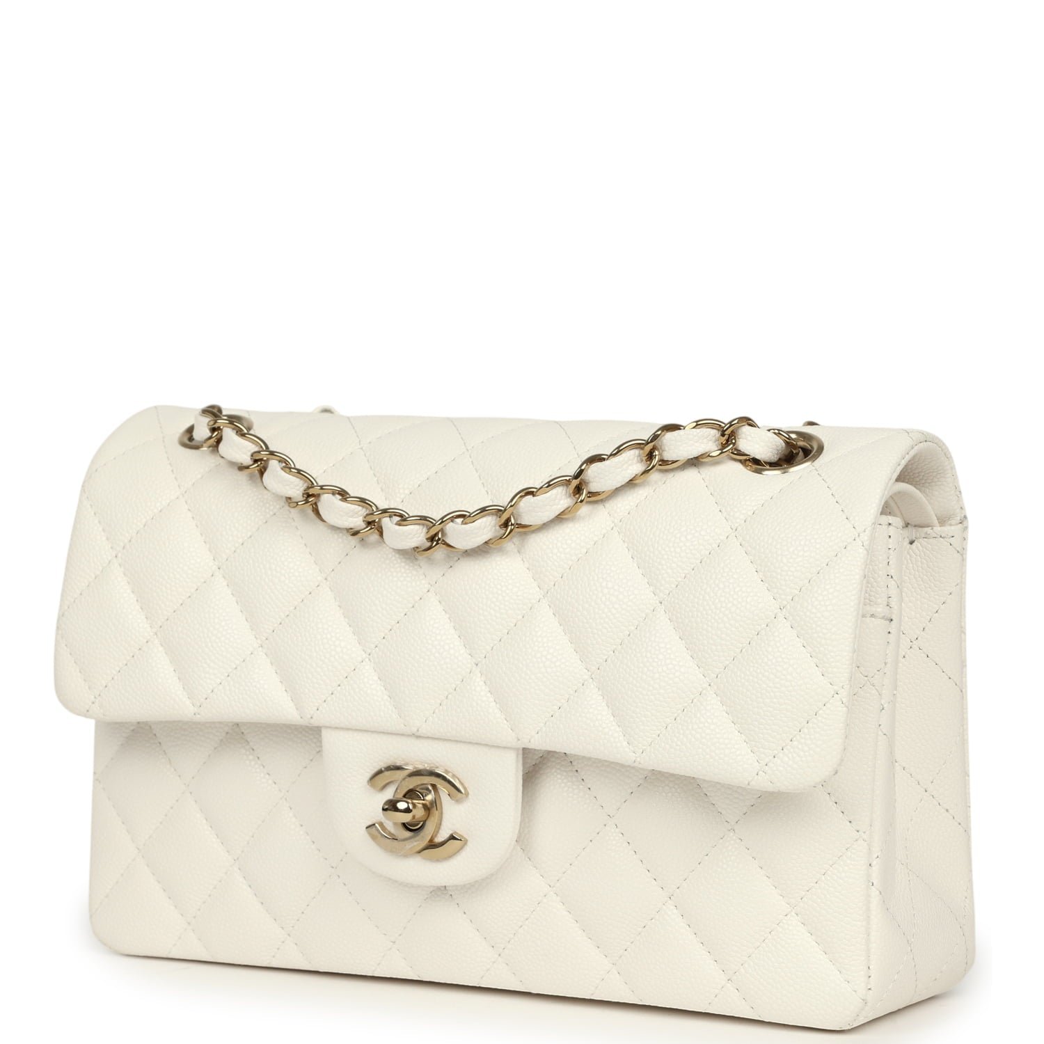 Pre-Owned Chanel Small Classic Double Flap White — view 3