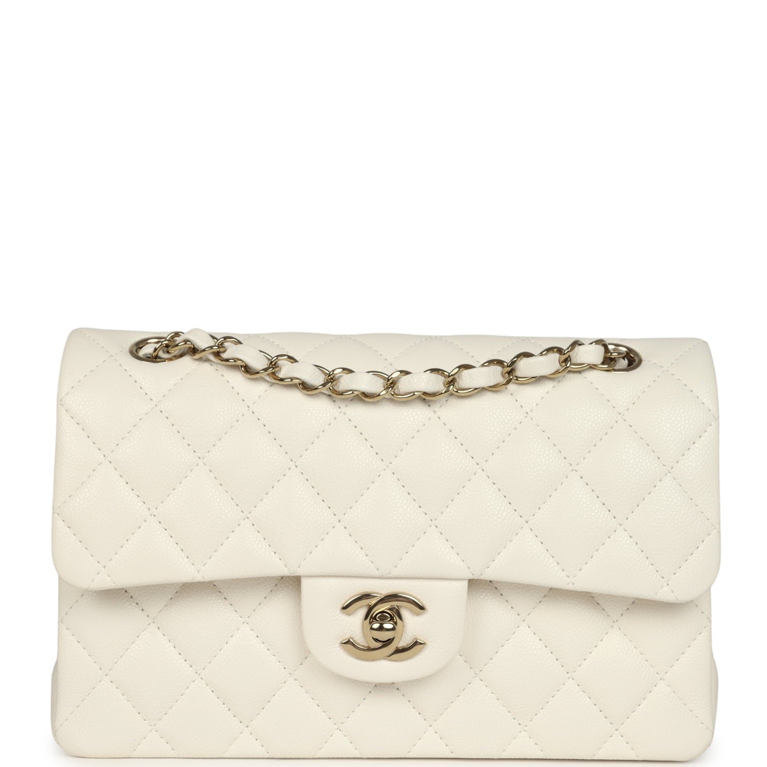 Pre-Owned Chanel Small Classic Double Flap White
