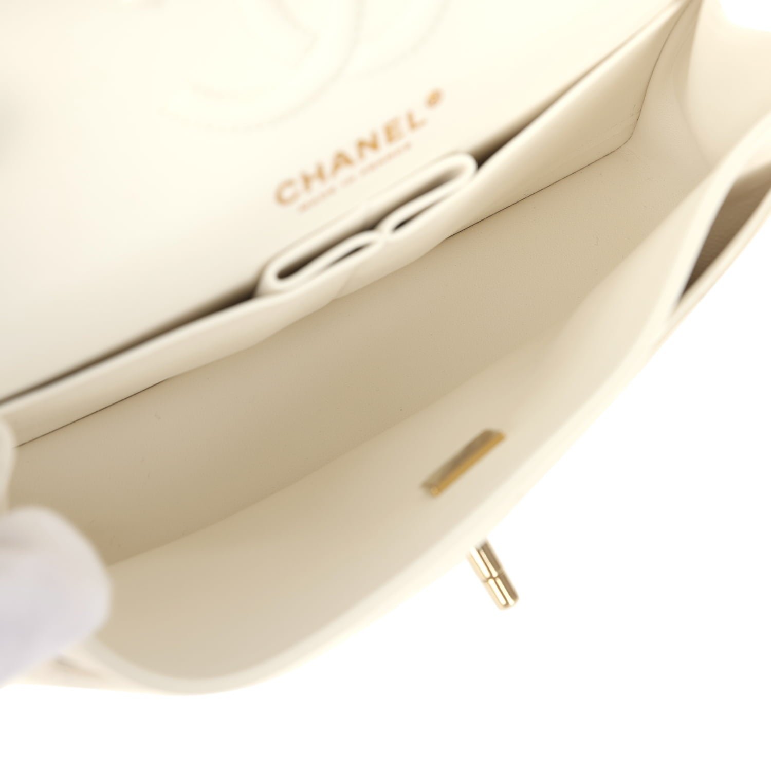 Pre-Owned Chanel Small Classic Double Flap White — view 9