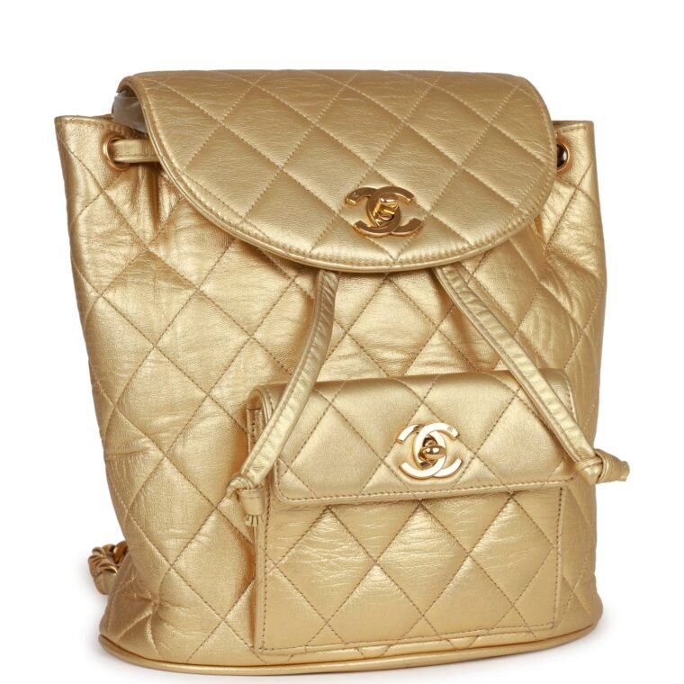 Vintage Chanel Backpack Gold Lambskin for Sale — alternate view