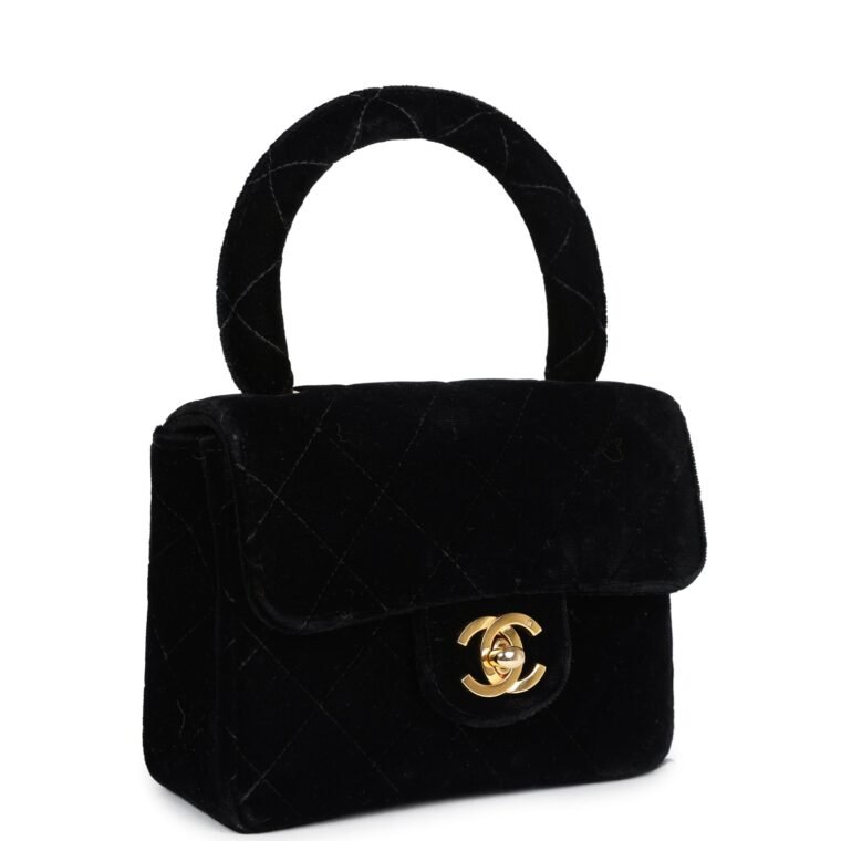 Vintage Chanel Micro Kelly Child Black Velvet — Buy Now — alternate view