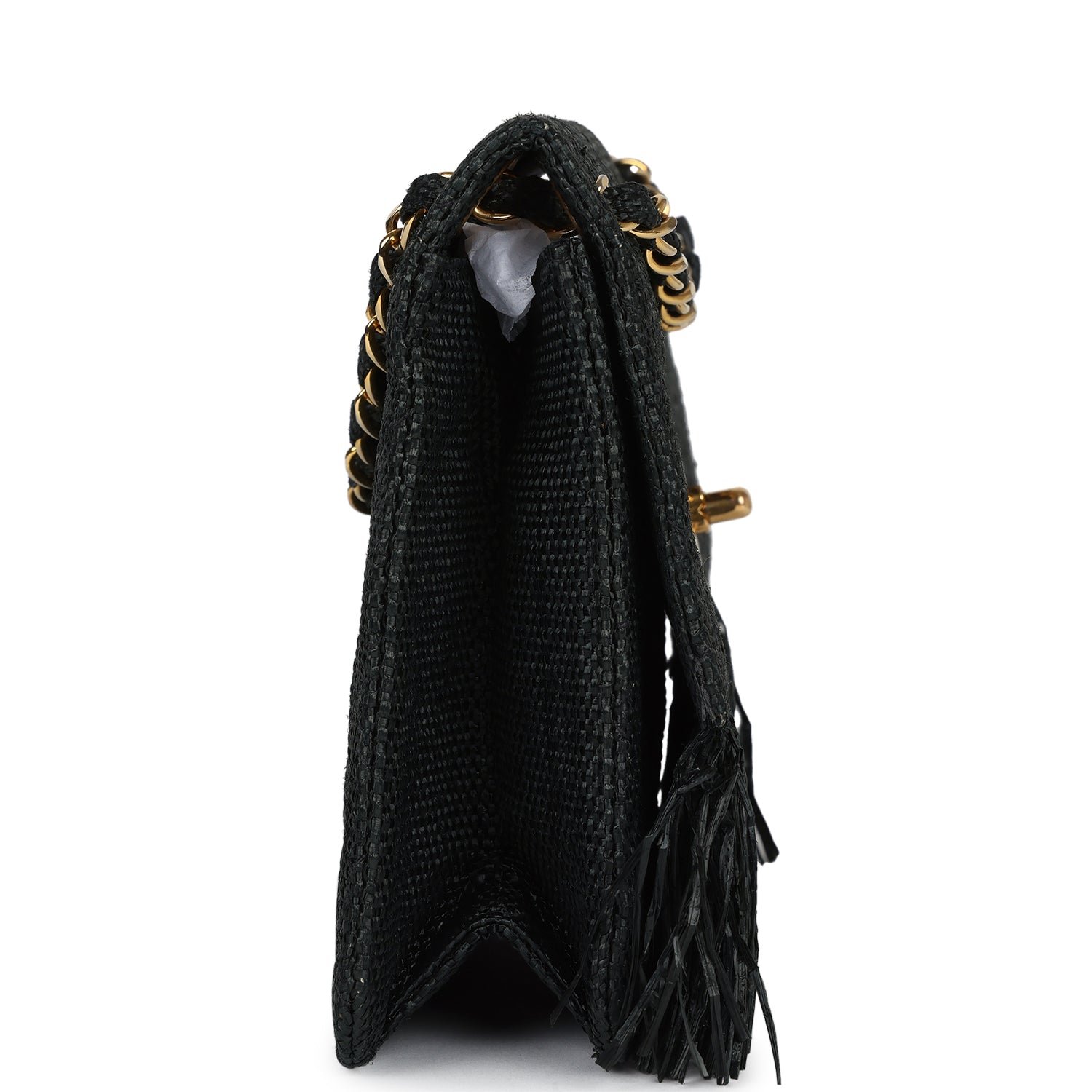 Vintage Chanel Flap Bag Black Raffia — view 4