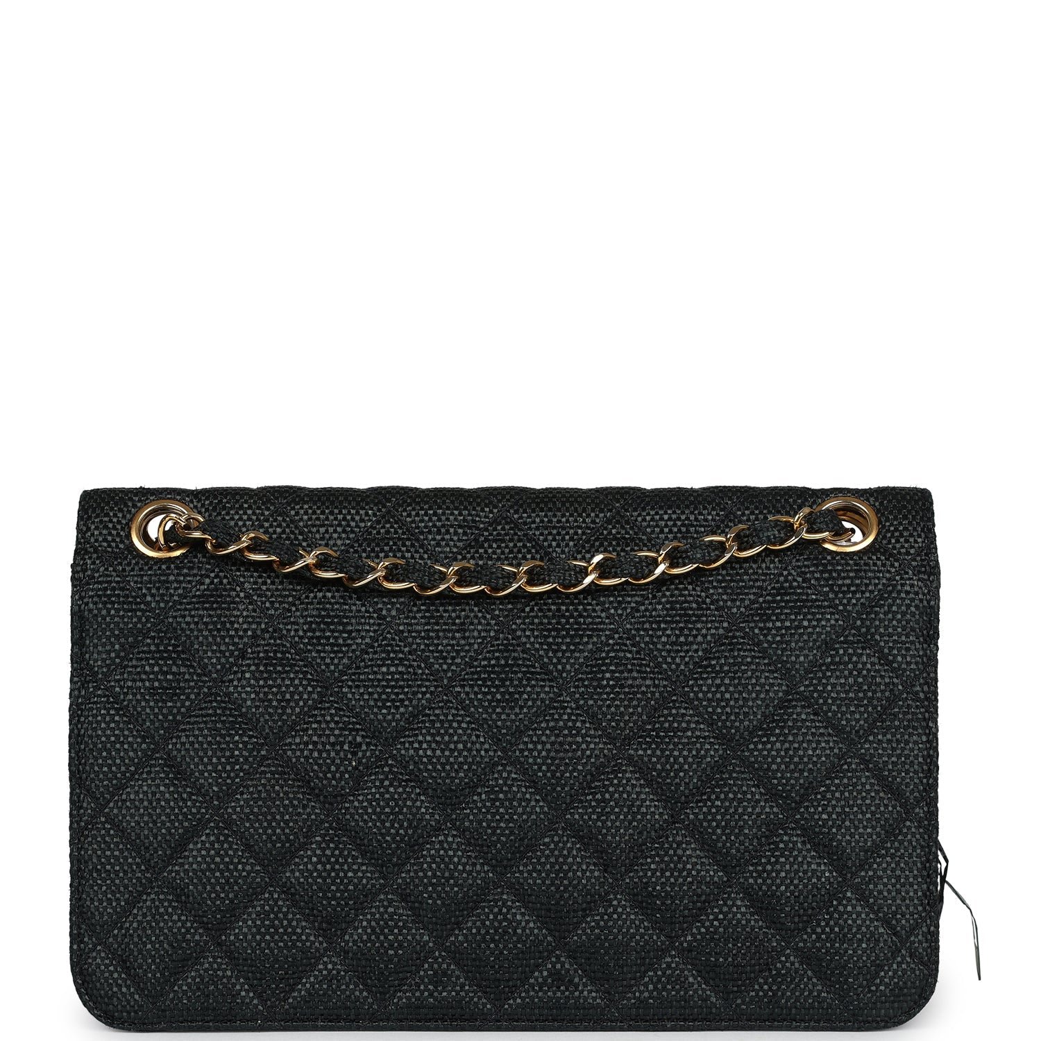 Vintage Chanel Flap Bag Black Raffia — view 5