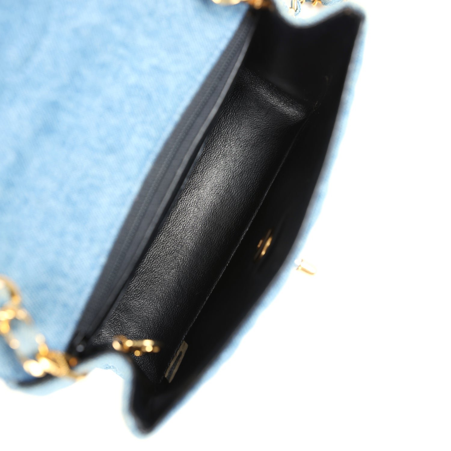 Vintage Chanel Mini Flap Bag Blue Denim — view 7