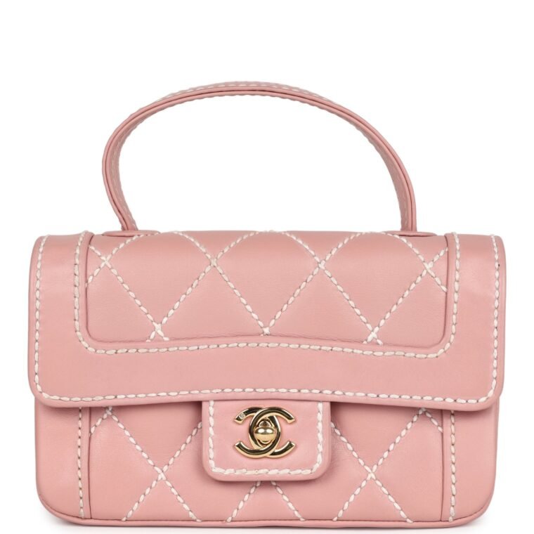 Vintage Chanel Mini Top Handle Pink Calfskin for Sale