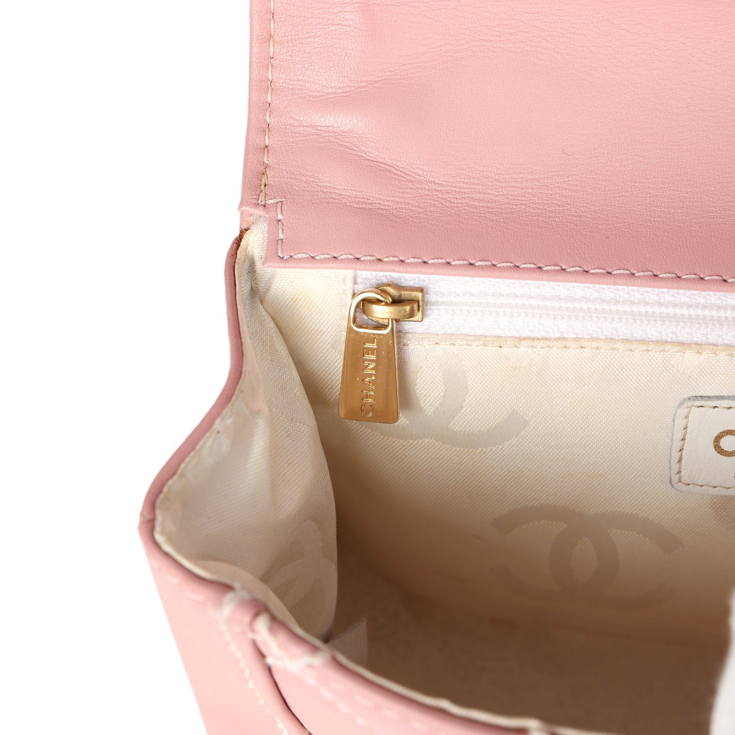 Vintage Chanel Mini Top Handle Pink Calfskin — view 8
