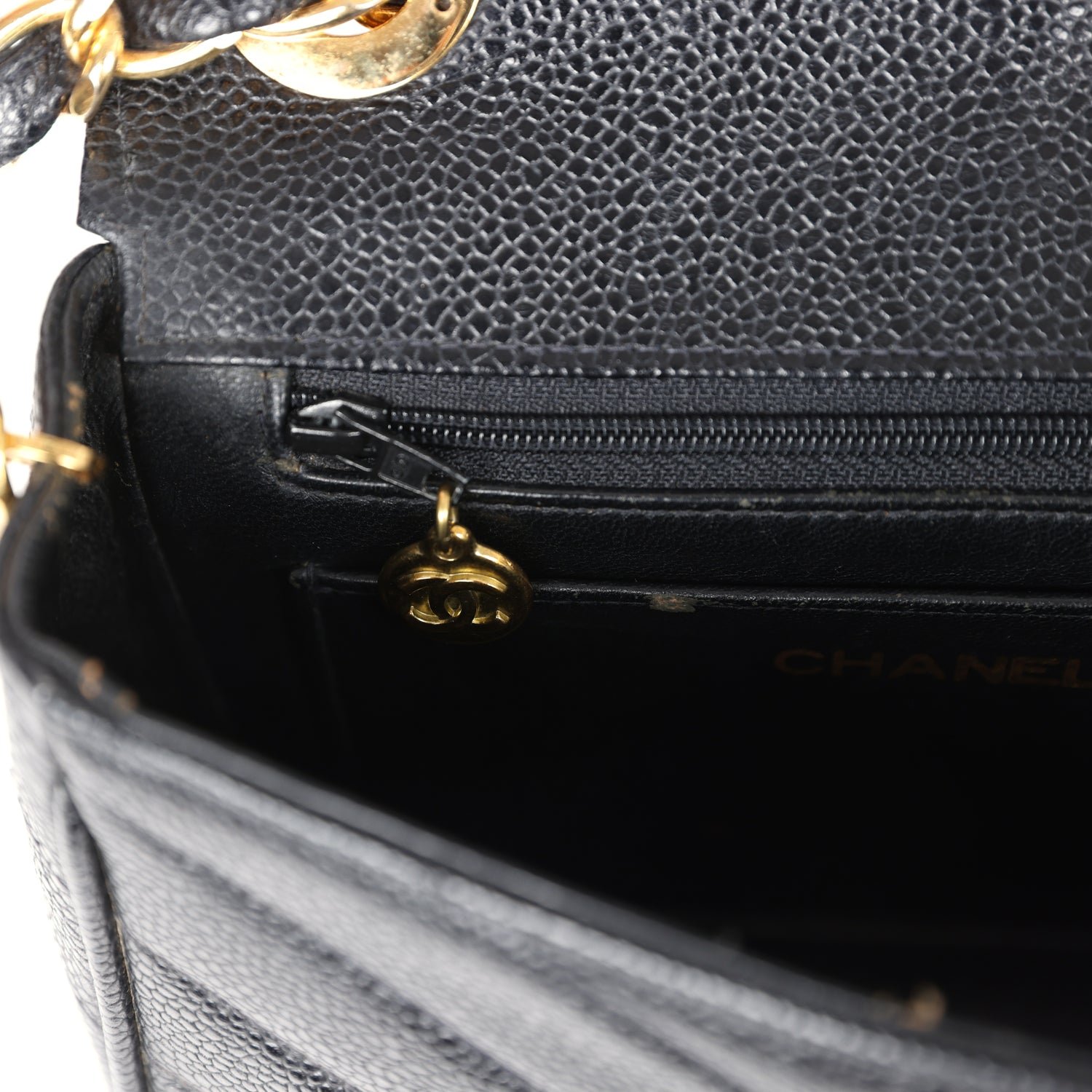 Vintage Chanel Flap Bag Black Caviar — view 9