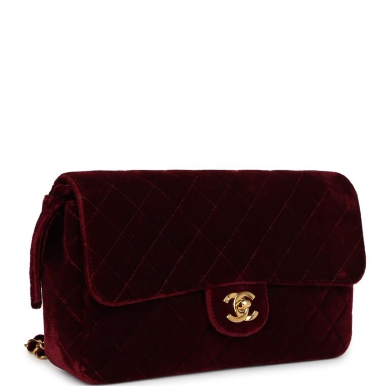 Vintage Chanel Medium Classic Flap Burgundy Velvet for Sale — alternate view