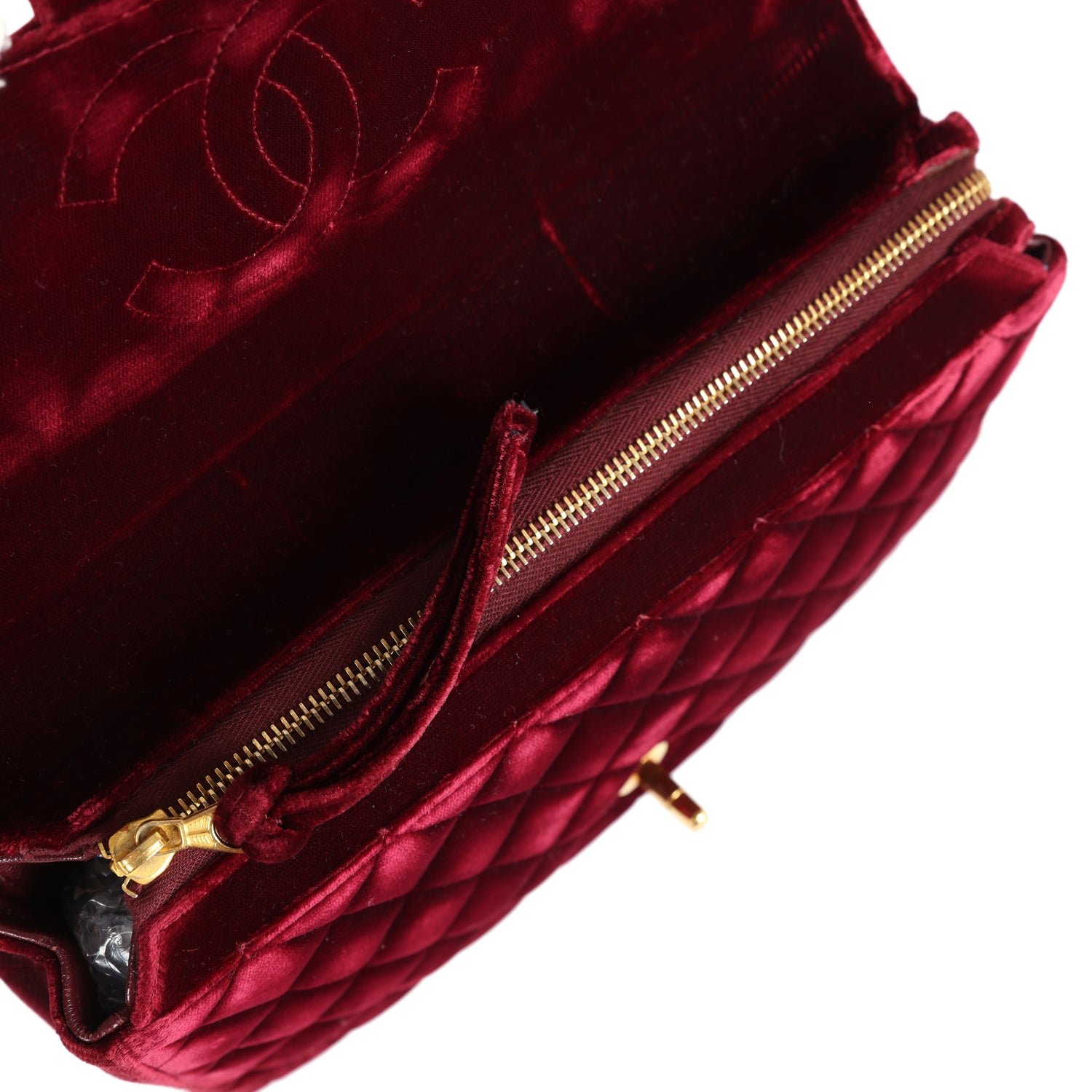 Vintage Chanel Medium Classic Flap Burgundy Velvet — view 8