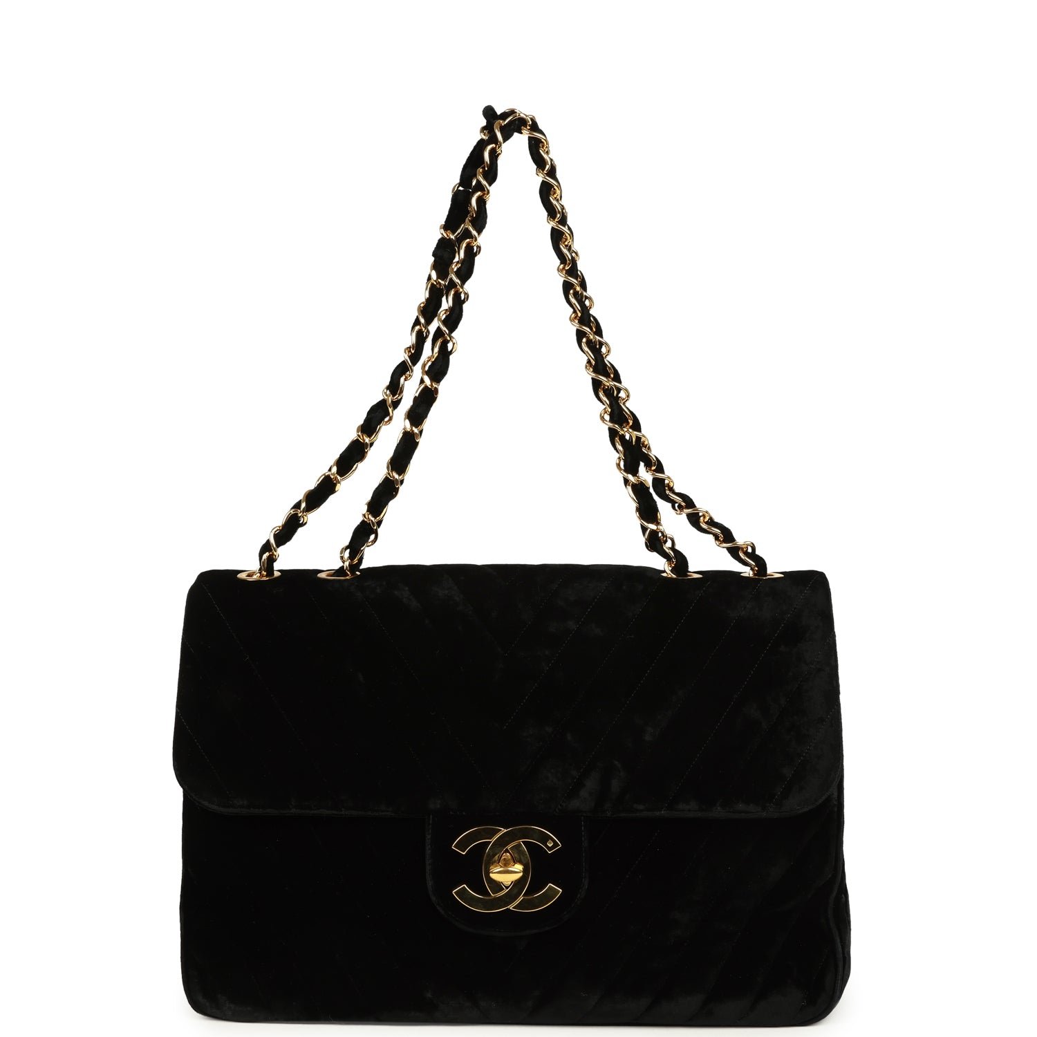 Vintage Chanel Flap Bag Black Velvet — view 7