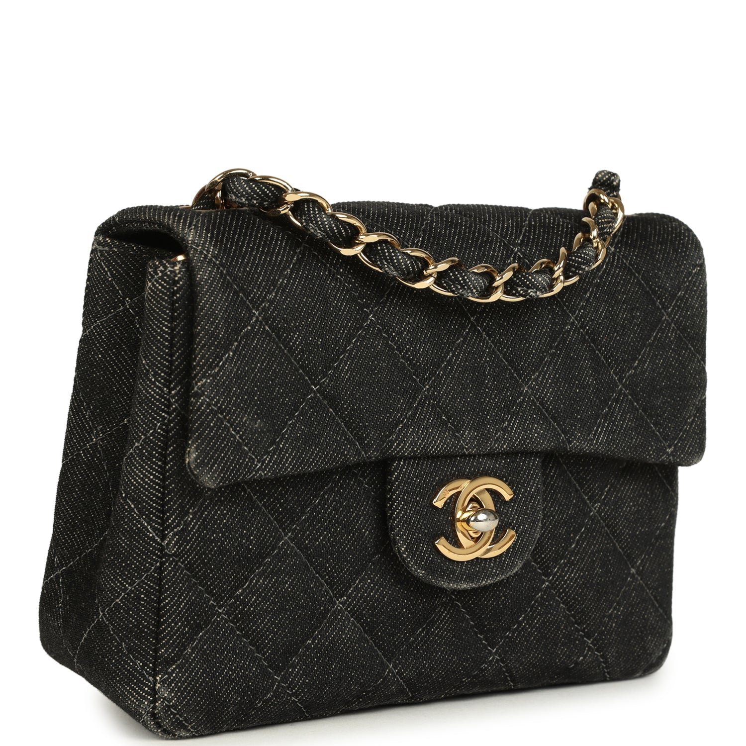 Vintage Chanel Mini Flap Bag Black Denim — view 2