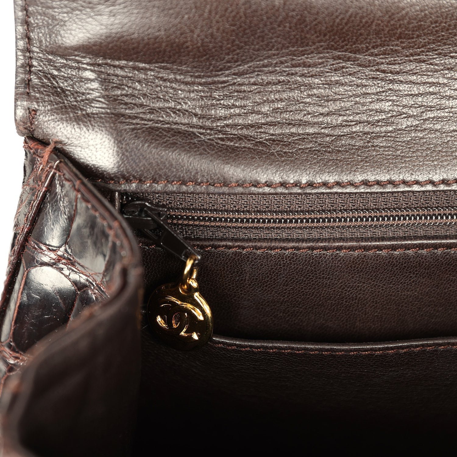 Vintage Chanel Large Kelly Brown Alligator — view 9