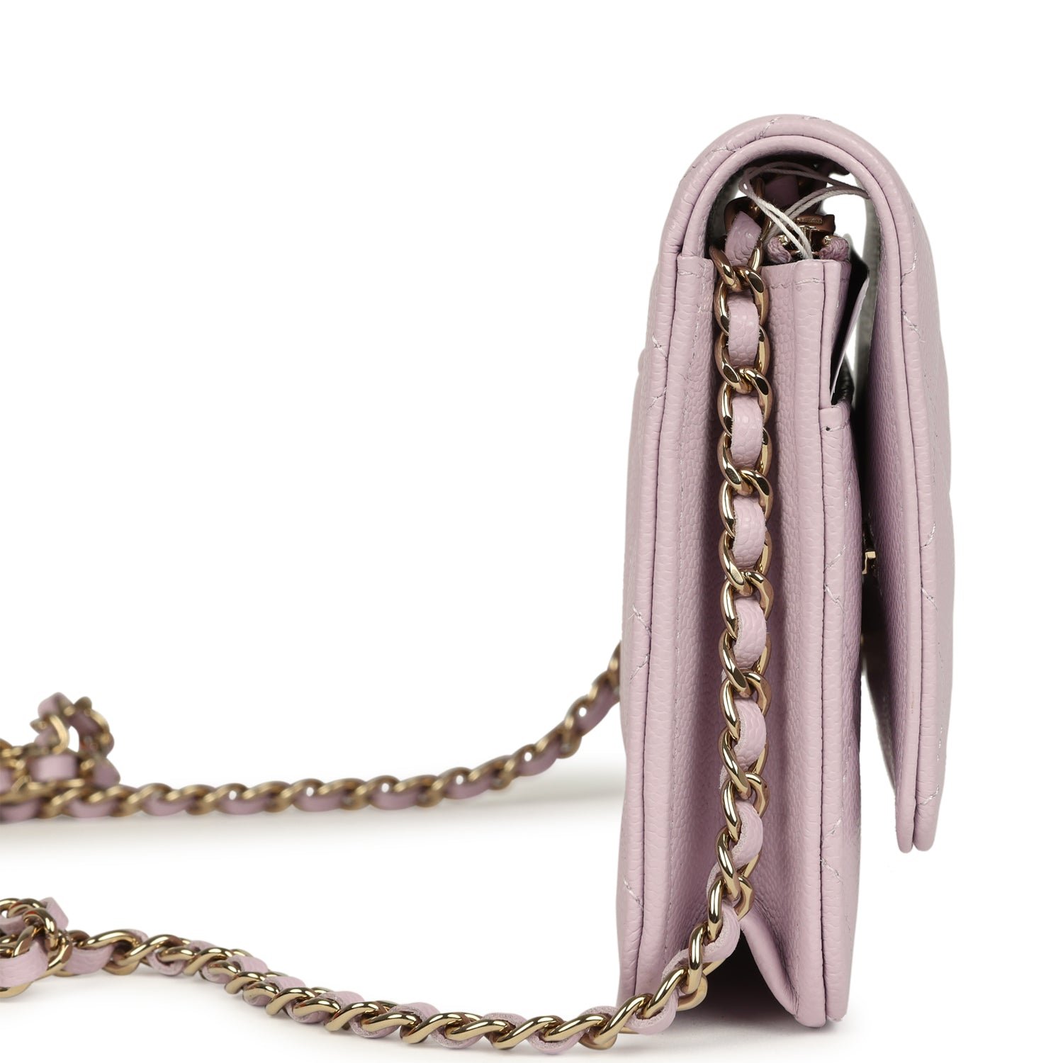 Chanel Wallet on Chain Shiny Caviar Light Gold — view 4