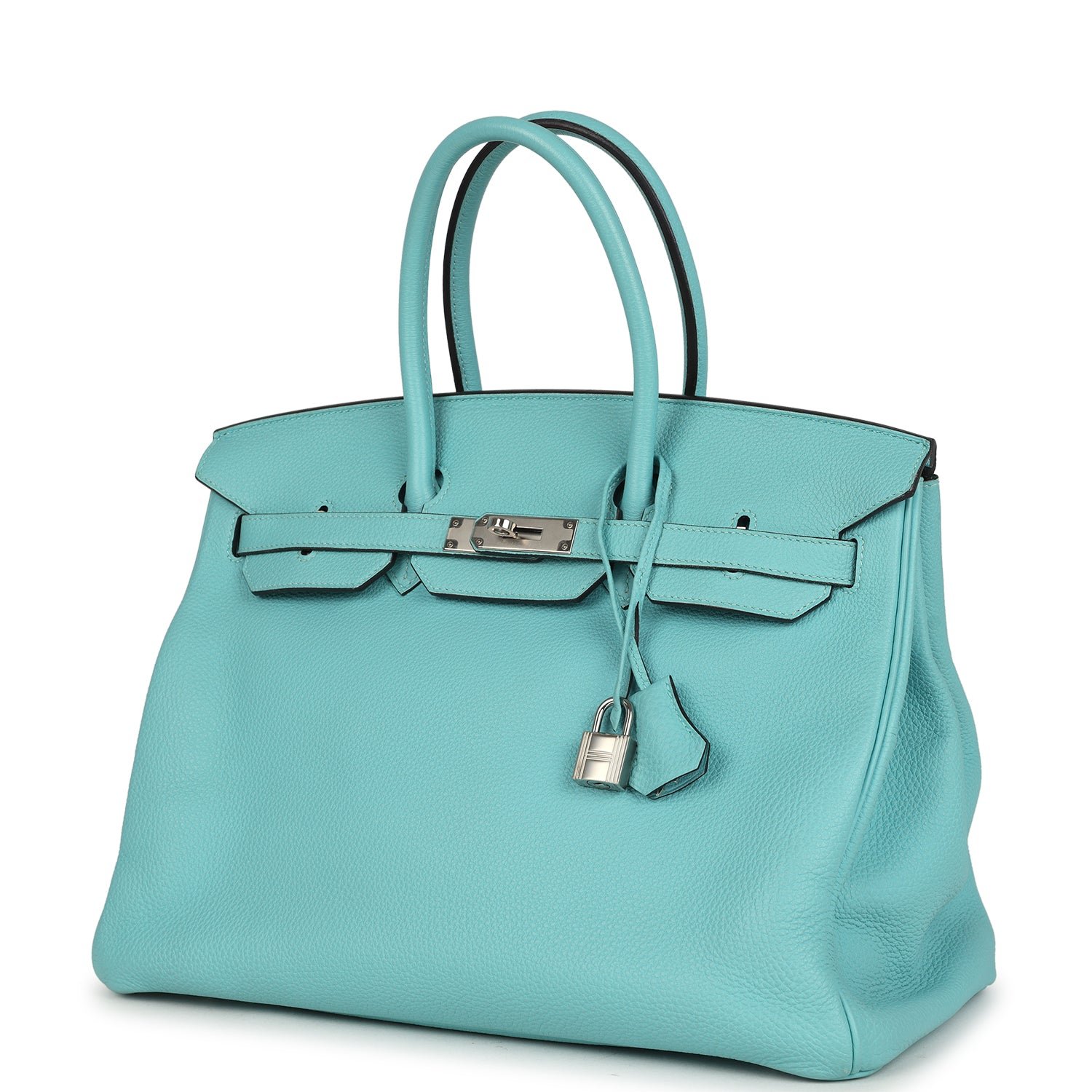 Pre-Owned Hermès Birkin 35 Bleu Atoll Togo Palladium — view 3