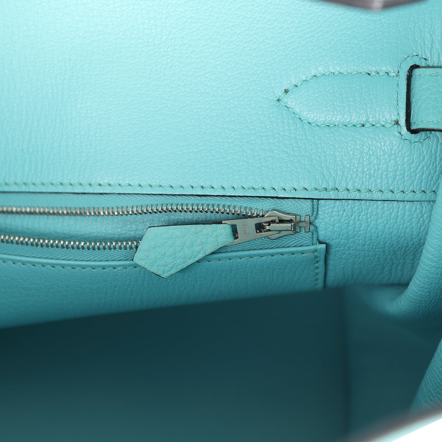Pre-Owned Hermès Birkin 35 Bleu Atoll Togo Palladium — view 9