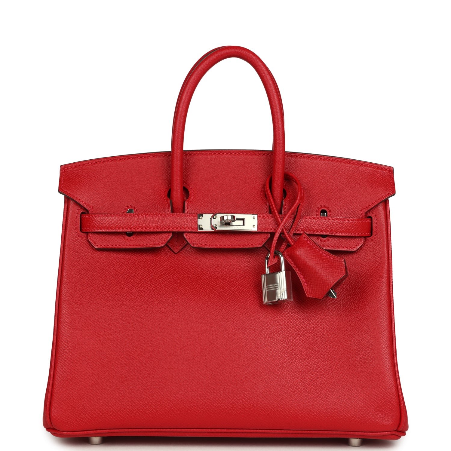 Pre-Owned Hermès Birkin 25 Rouge Casaque Epsom Palladium