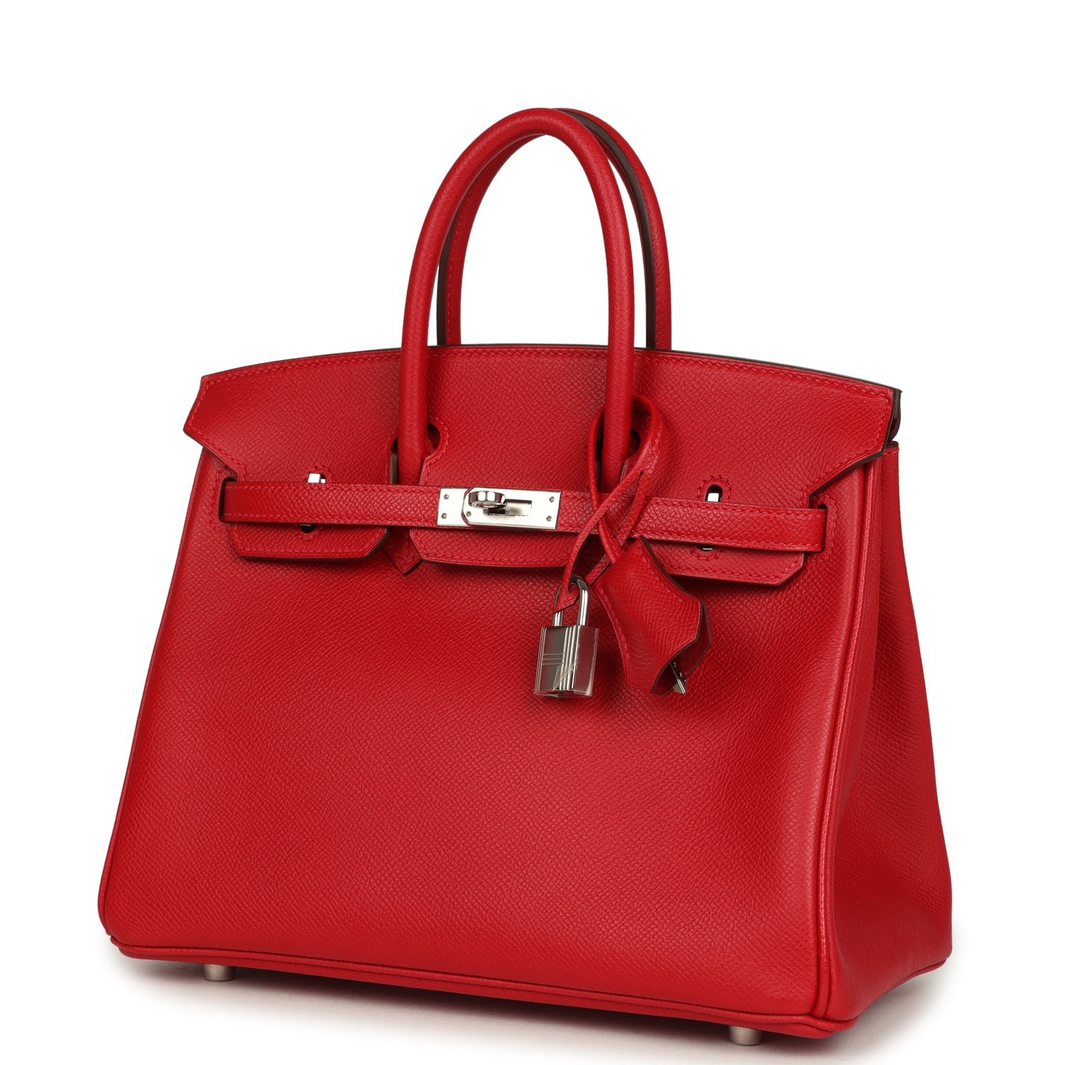 Pre-Owned Hermès Birkin 25 Rouge Casaque Epsom Palladium — view 3