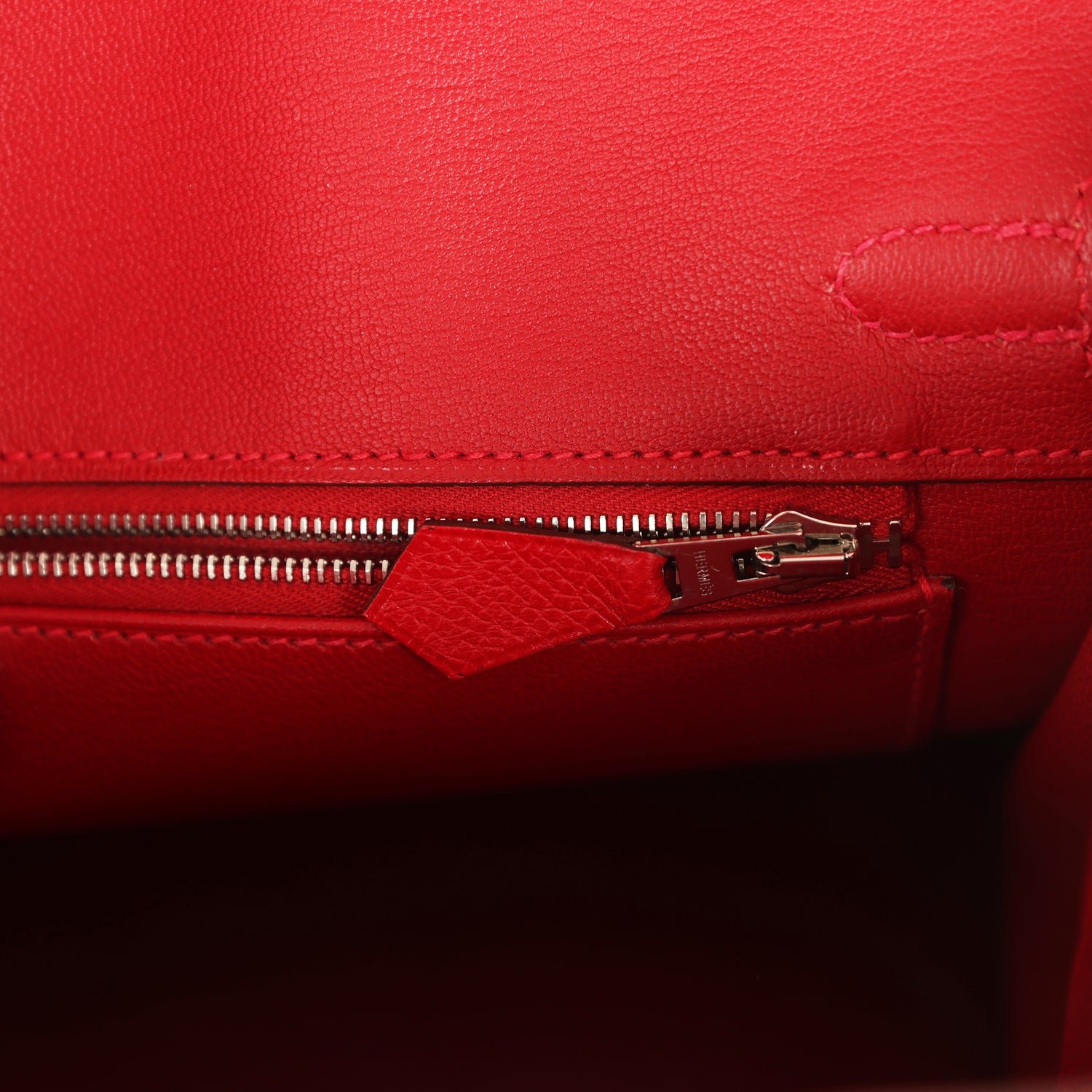 Pre-Owned Hermès Birkin 25 Rouge Casaque Epsom Palladium — view 9