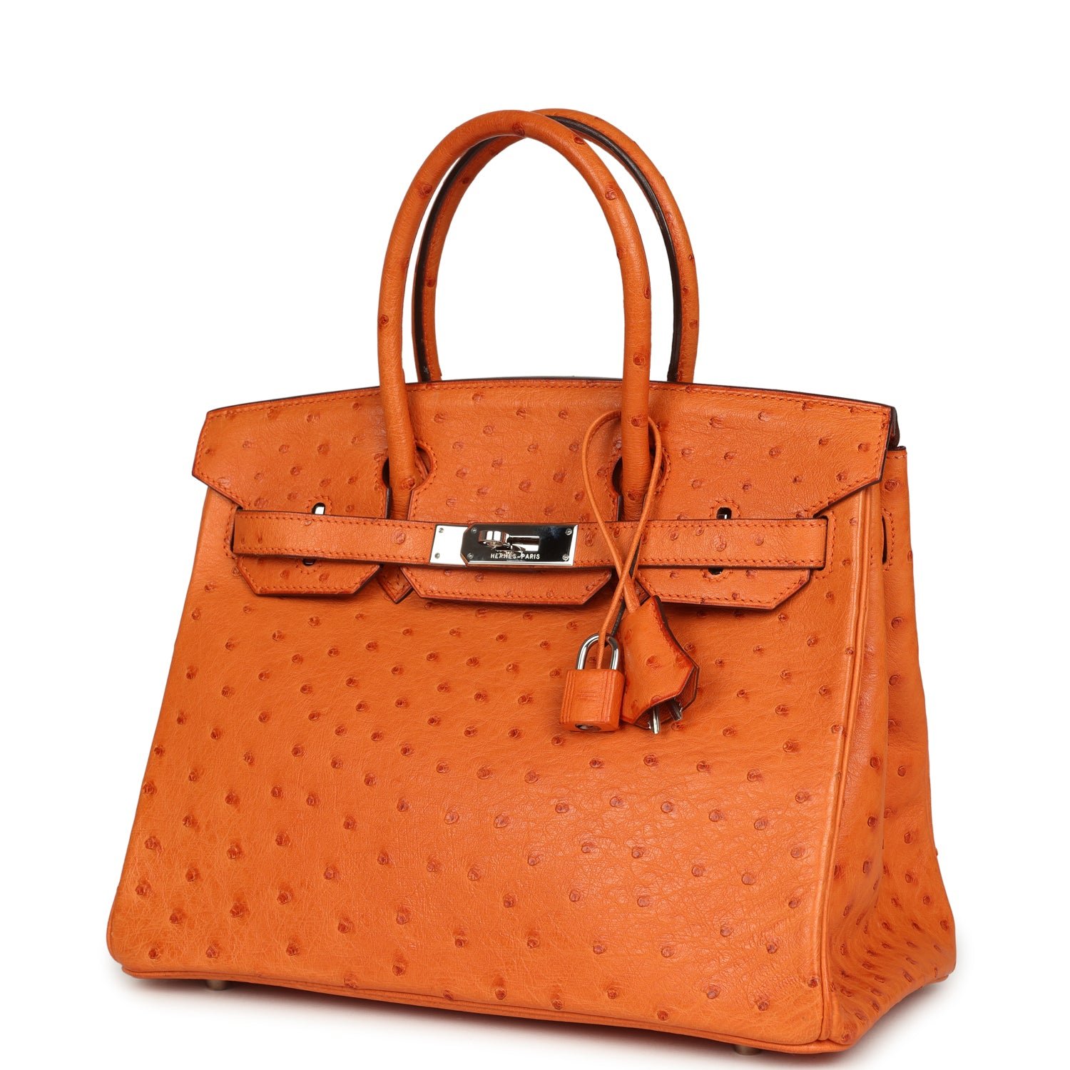 Pre-Owned Hermès Birkin 30 Tangerine Ostrich — view 3