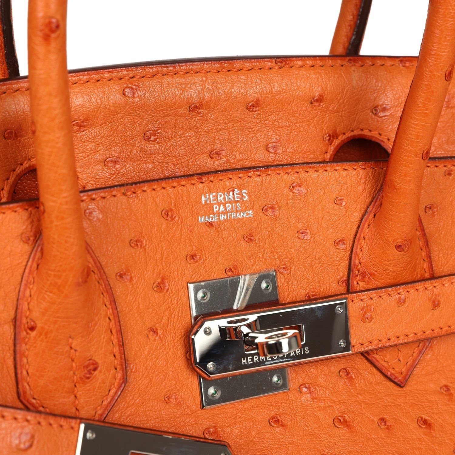 Pre-Owned Hermès Birkin 30 Tangerine Ostrich — view 7