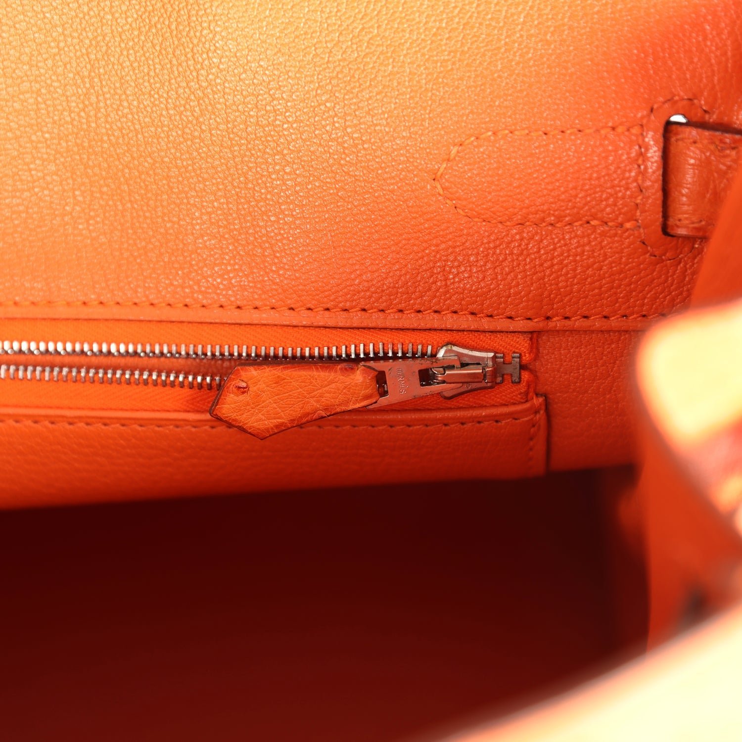 Pre-Owned Hermès Birkin 30 Tangerine Ostrich — view 9