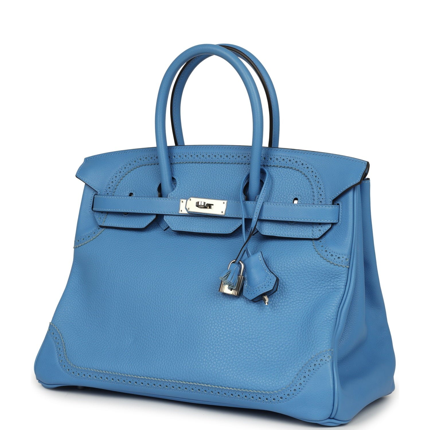 Pre-Owned Hermès Birkin Ghillies 35 Bleu Paradise — view 3