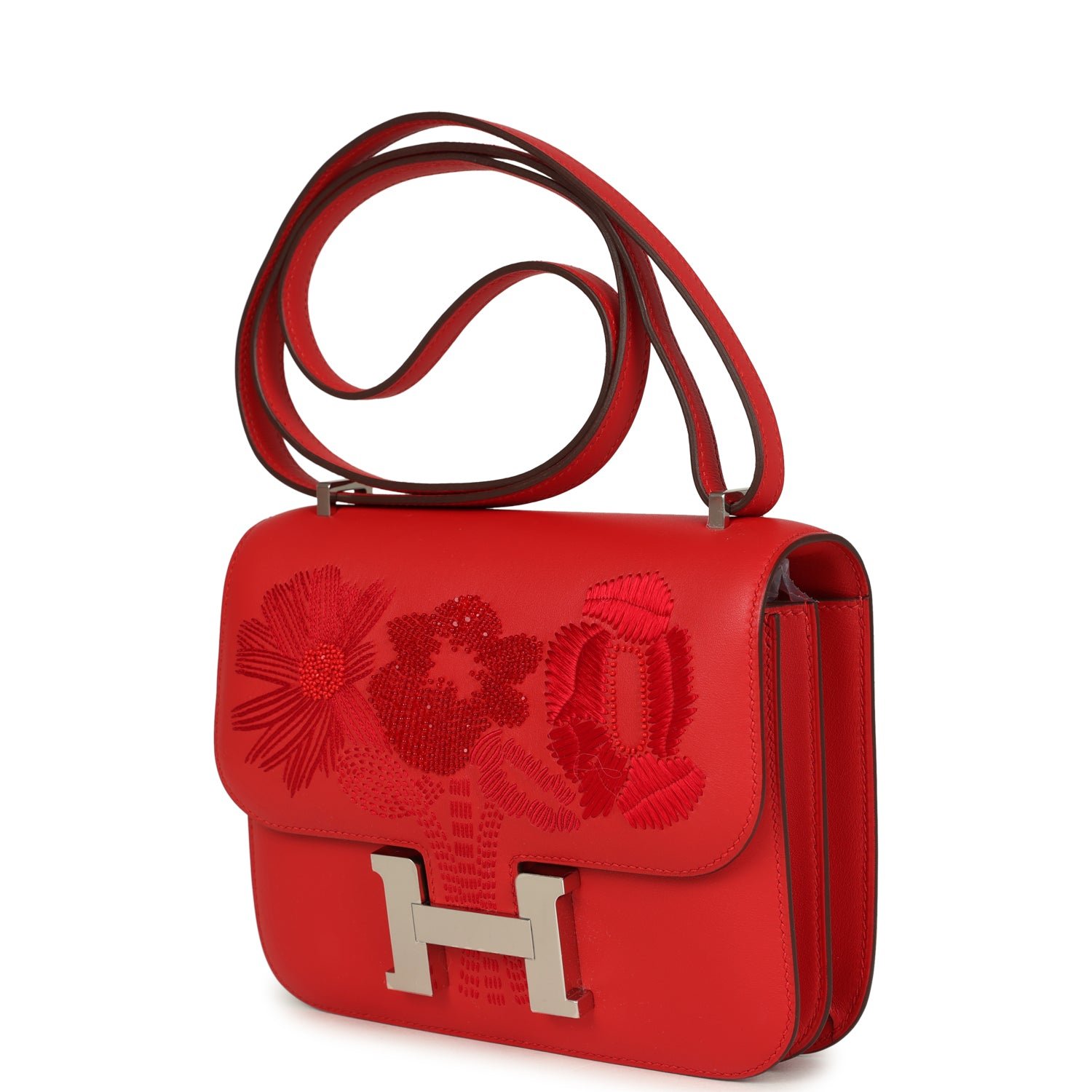 Hermès Constance 18 Rouge De Coeur Embroidered — view 3