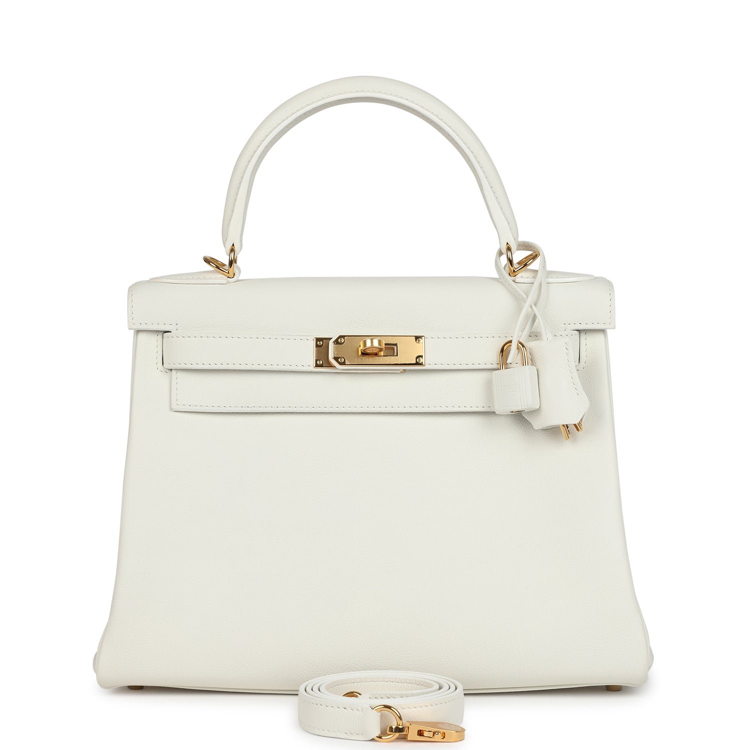 Hermès Kelly Retourne 28 White Evercolor
