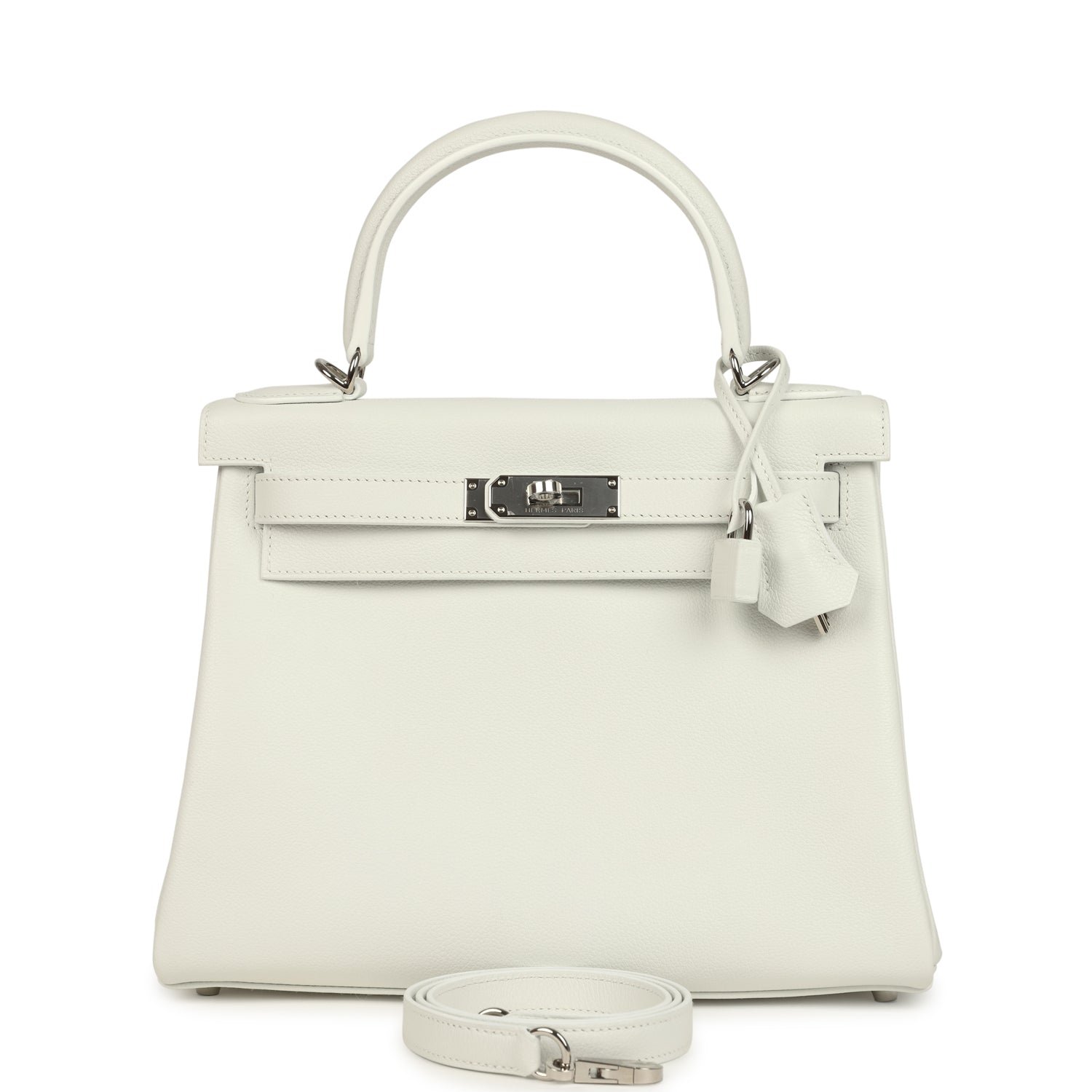 Hermès Kelly Retourne 28 New White Evercolor