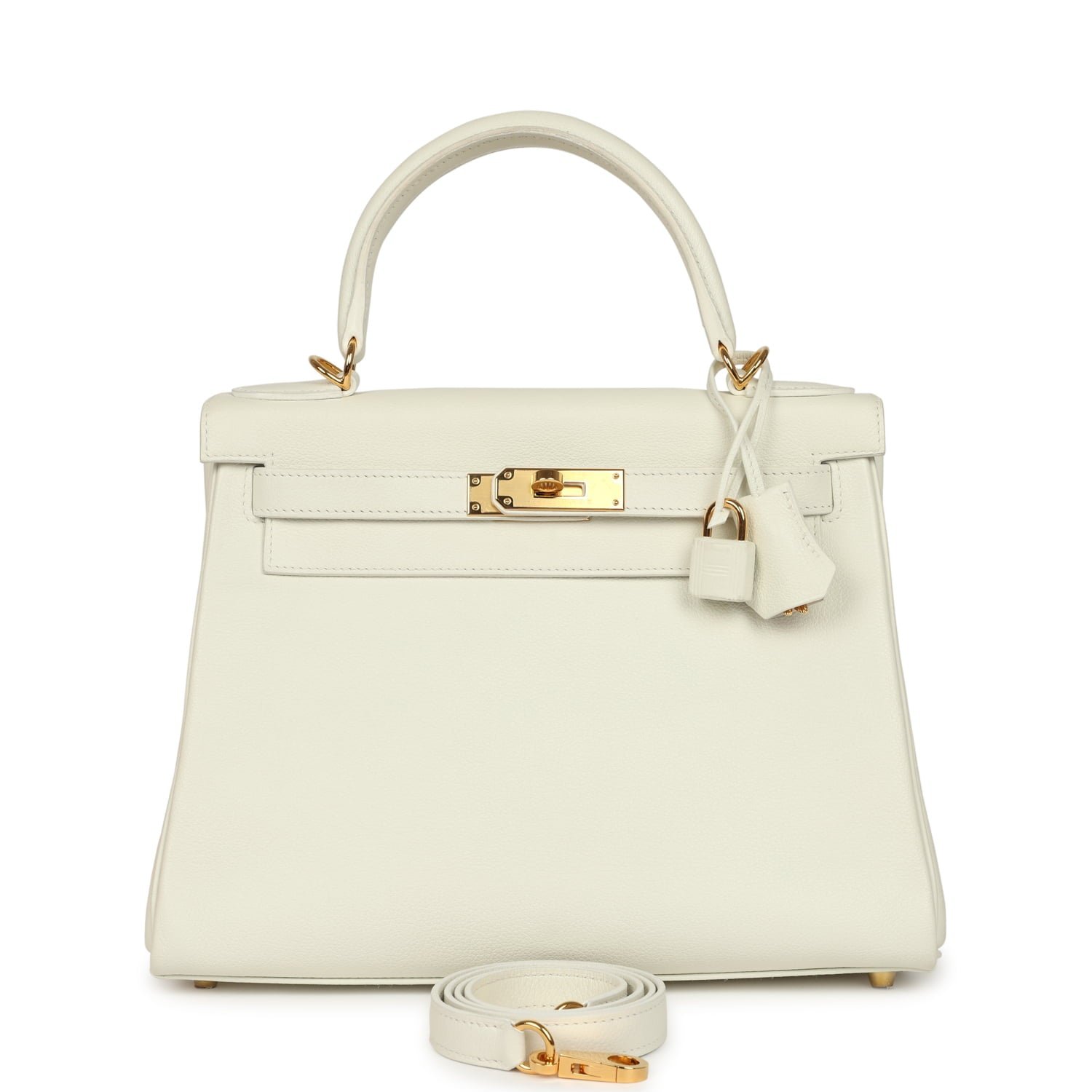 Pre-Owned Hermès Kelly Retourne 28 White Evercolor