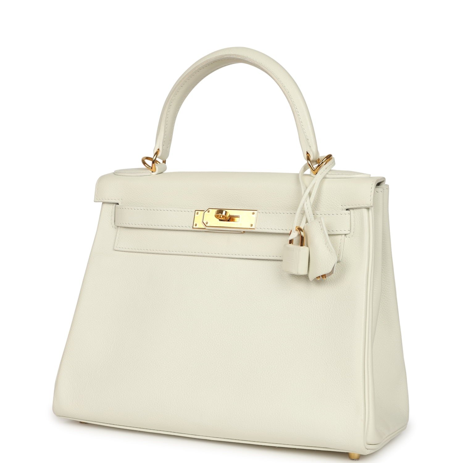 Pre-Owned Hermès Kelly Retourne 28 White Evercolor — view 3