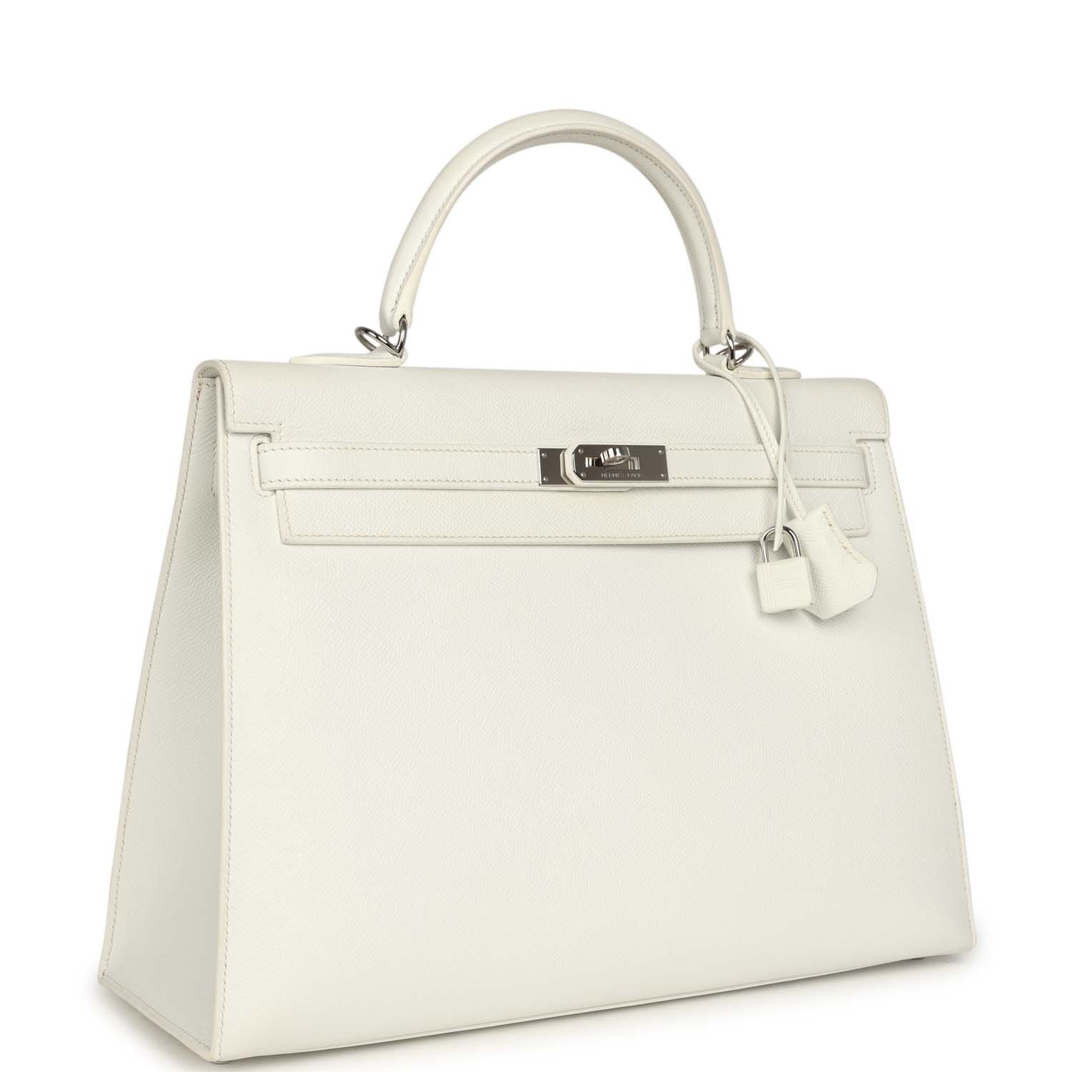 Pre-Owned Hermès Kelly Sellier 35 White Epsom Palladium — view 2