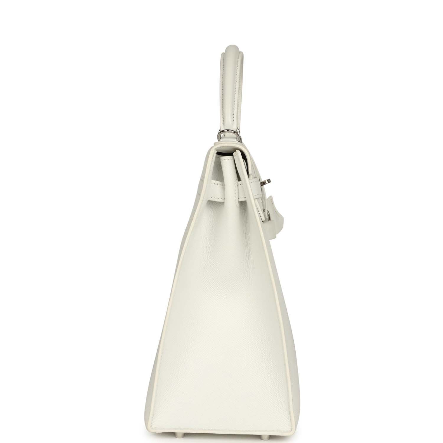 Pre-Owned Hermès Kelly Sellier 35 White Epsom Palladium — view 3