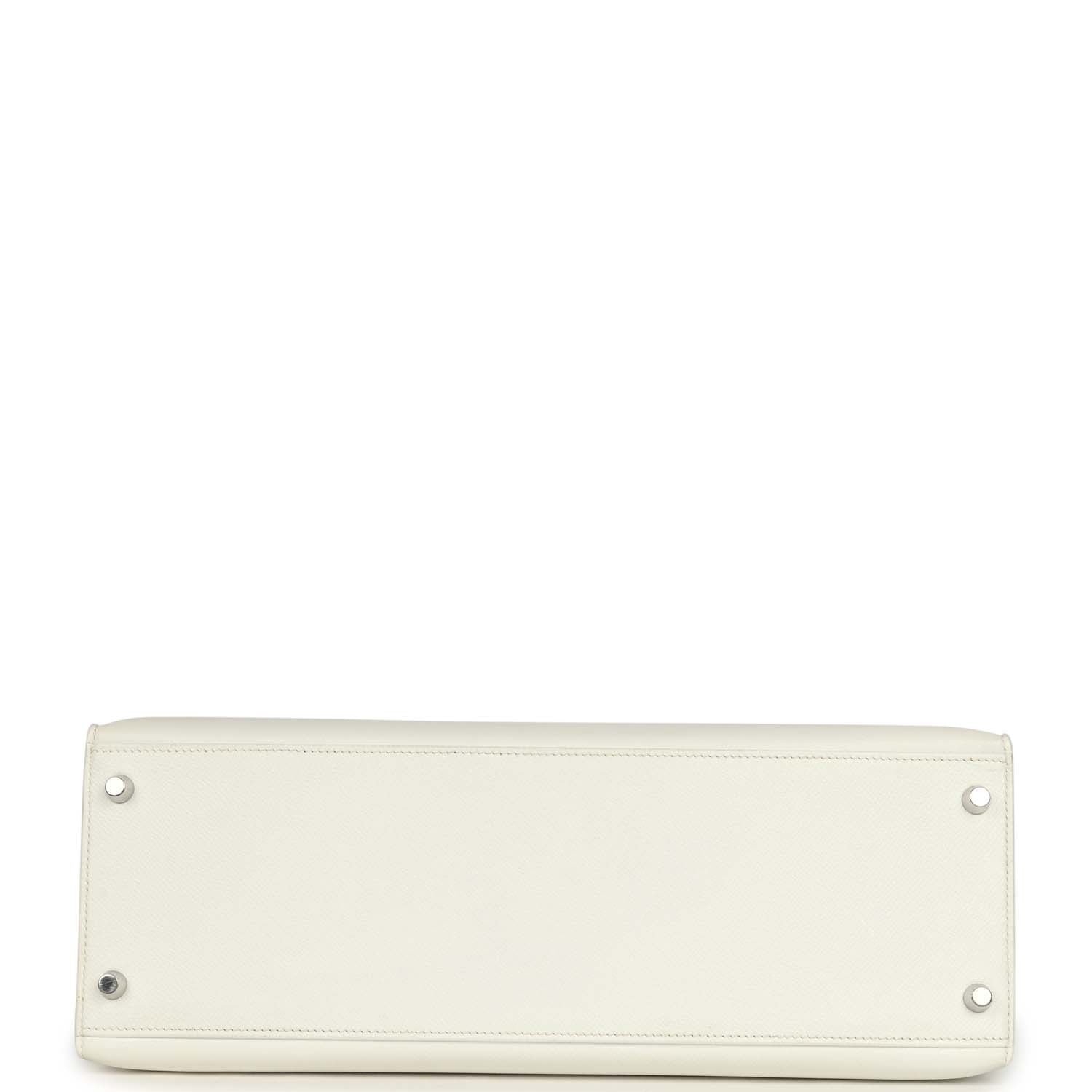 Pre-Owned Hermès Kelly Sellier 35 White Epsom Palladium — view 6