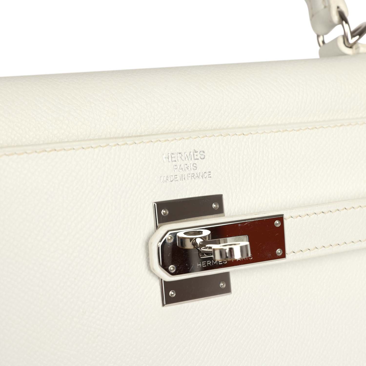 Pre-Owned Hermès Kelly Sellier 35 White Epsom Palladium — view 7