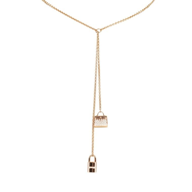 Hermès Amulettes Kelly Necklace 18K Rose Gold for Sale