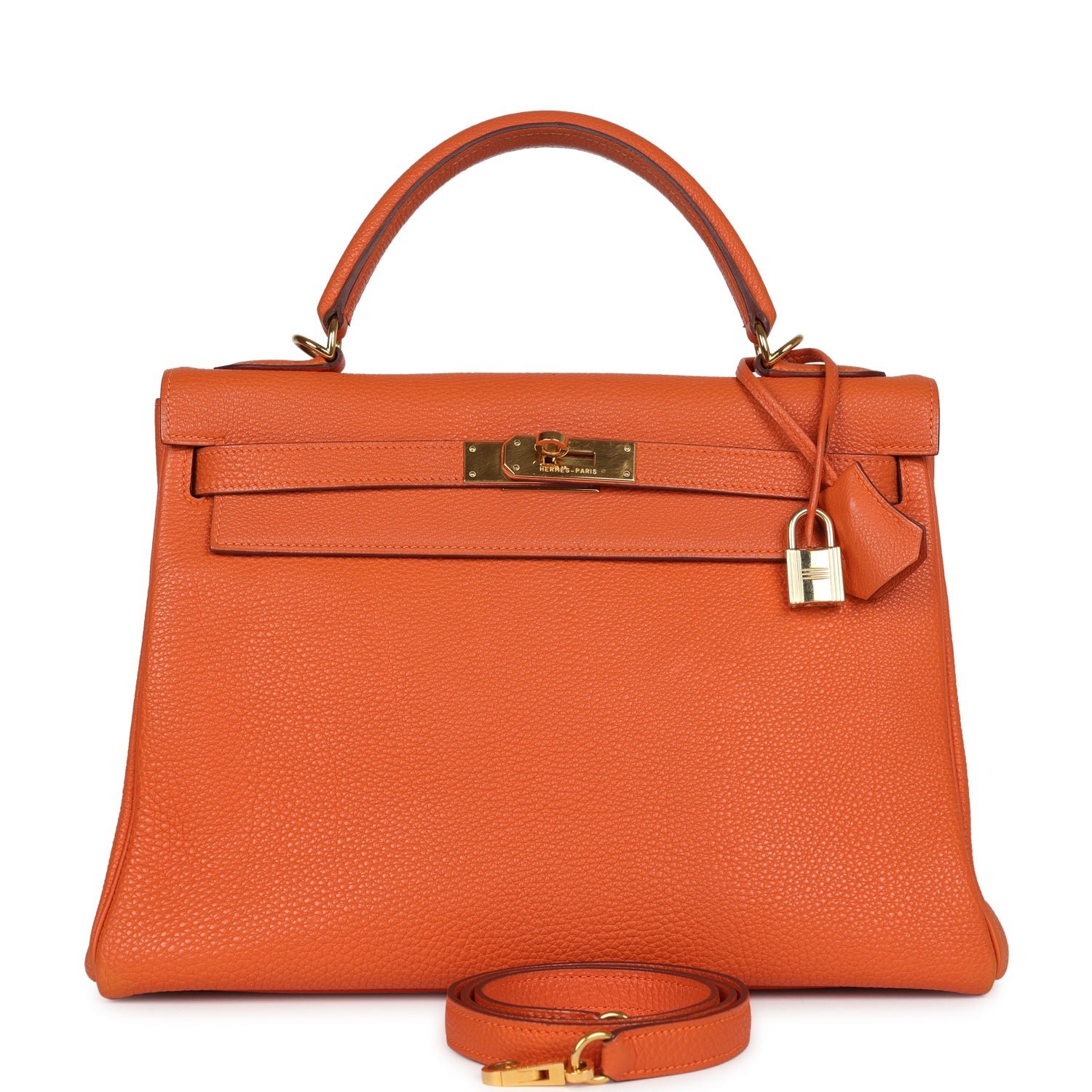 Vintage Hermès Kelly Retourne 32 Orange Togo