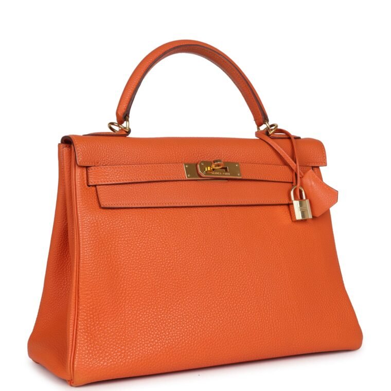 Vintage Hermès Kelly Retourne 32 Orange Togo — Buy Now — alternate view