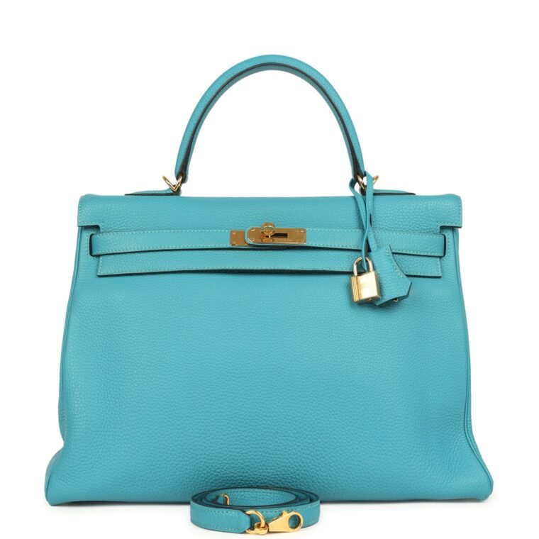 Pre-Owned Hermès Kelly Retourne 35 Turquoise Togo for Sale