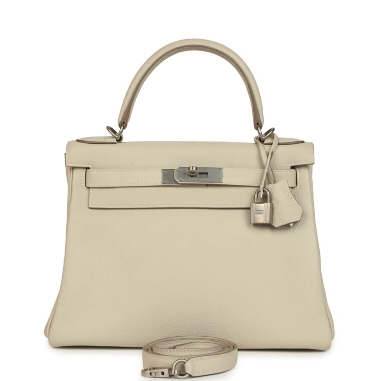 Pre-Owned Hermès Kelly Retourne 28 Beton Togo Brushed Palladium for Sale
