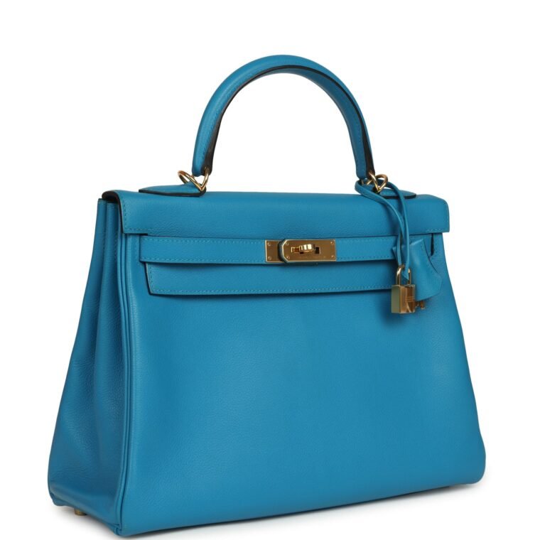 Pre-Owned Hermès Kelly Retourne 32 Bleu Zanzibar for Sale — alternate view