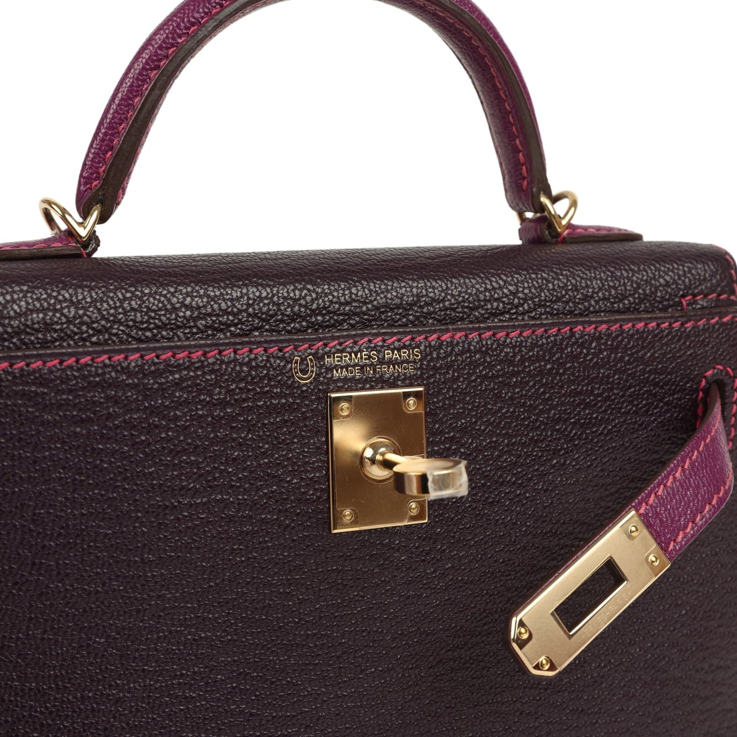 Hermès Kelly Sellier 20 Raisin Chevre Mysore — view 5