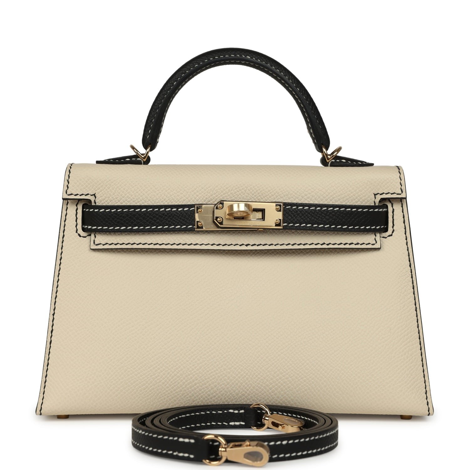 Hermès Kelly Sellier 20 Craie Epsom Permabrass