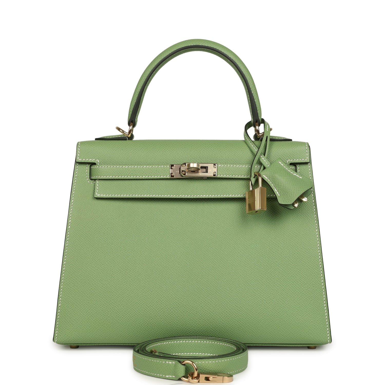 Hermès Kelly Sellier 25 Vert Criquet Epsom