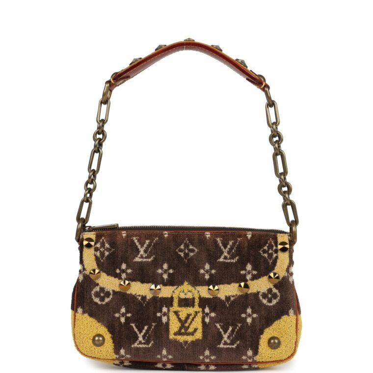 Vintage Louis Vuitton Pochette Brown Velvet for Sale