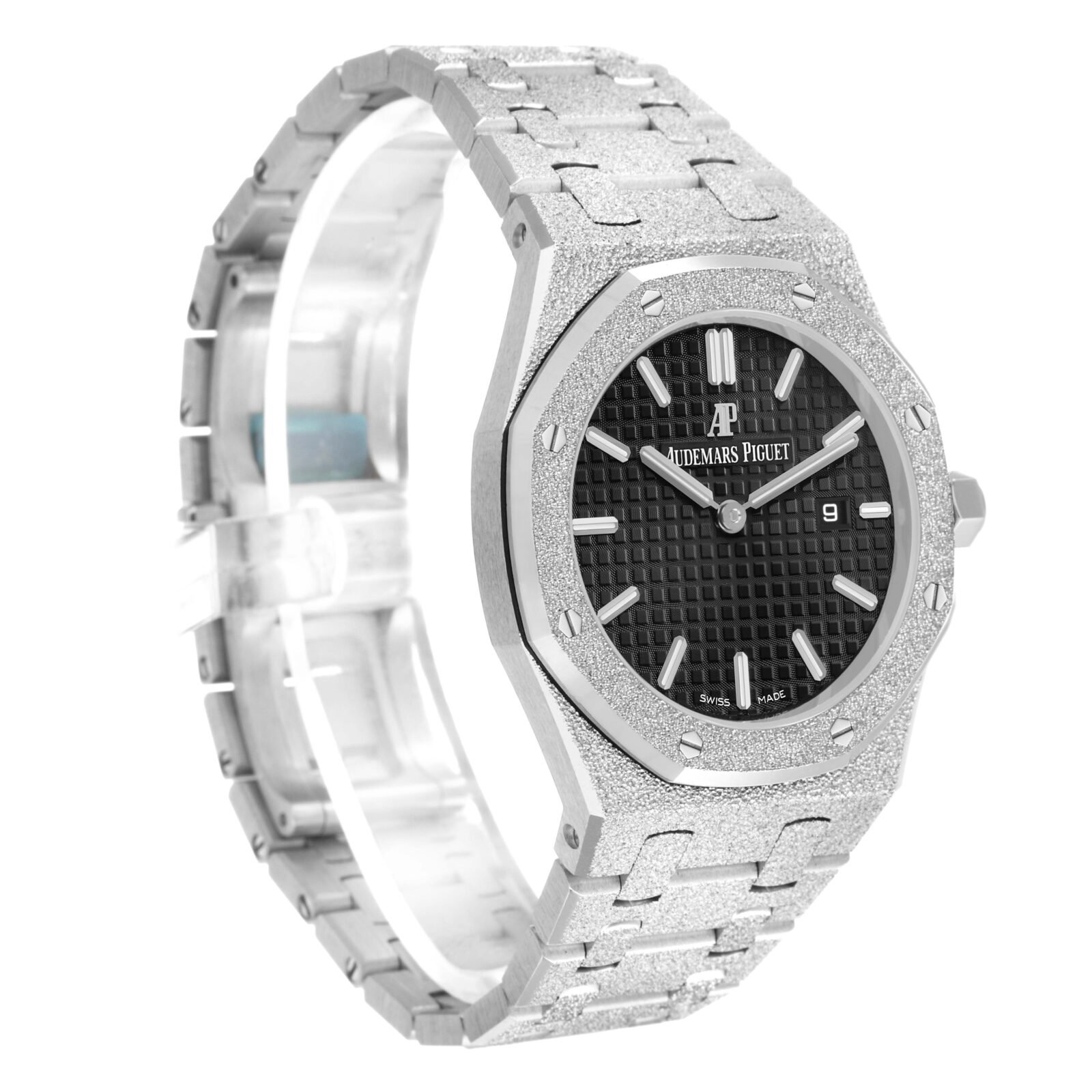 Audemars Piguet Royal Oak 'Frosted' case and white gold bracelet from the side