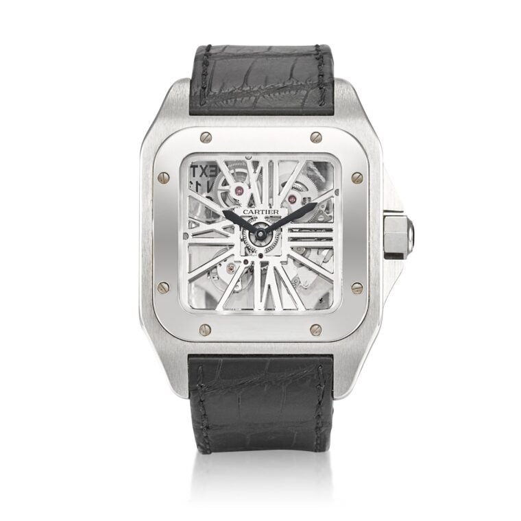 Cartier Santos Skeleton 100 54.5mm Alligator Skin 2012 for Sale