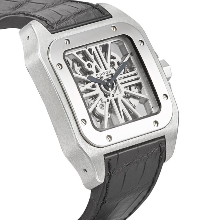Cartier Santos Skeleton 100 54.5mm Alligator Skin 2012 for Sale — alternate view